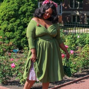 Vixen by Micheline Pitt Moss Green Starlet Swing Dress